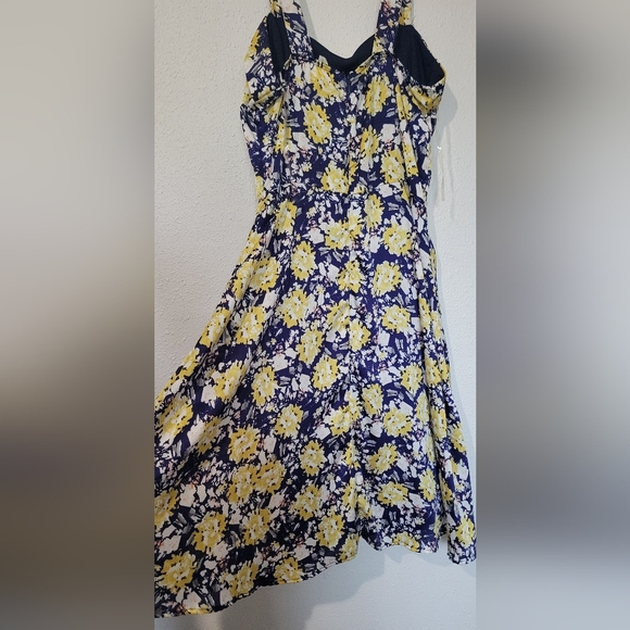 YELLOW STAR blue/yellow/white floral dress size large - Picture 4 of 9